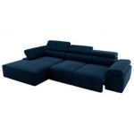 Narożnik z elektrycznym sterowaniem RILASSO L - strona lewa - ciemnoniebieski, welwet