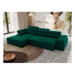 Narożnik z elektrycznym sterowaniem RILASSO L - strona lewa - ciemnozielony, welwet