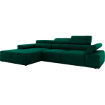 Narożnik z elektrycznym sterowaniem RILASSO L - strona lewa - ciemnozielony, welwet
