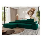 Narożnik z elektrycznym sterowaniem RILASSO L - strona lewa - ciemnozielony, welwet