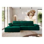 Narożnik z elektrycznym sterowaniem RILASSO L - strona lewa - ciemnozielony, welwet