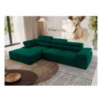 Narożnik z elektrycznym sterowaniem RILASSO L - strona lewa - ciemnozielony, welwet