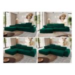 Narożnik z elektrycznym sterowaniem RILASSO L - strona lewa - ciemnozielony, welwet