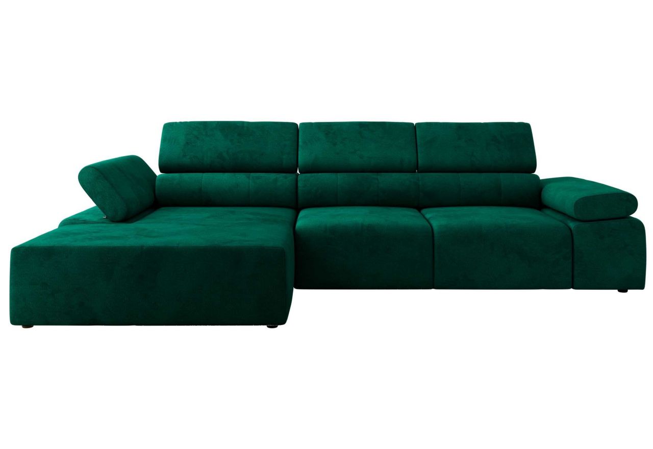Narożnik z elektrycznym sterowaniem RILASSO L - strona lewa - ciemnozielony, welwet