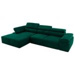Narożnik z elektrycznym sterowaniem RILASSO L - strona lewa - ciemnozielony, welwet