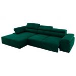 Narożnik z elektrycznym sterowaniem RILASSO L - strona lewa - ciemnozielony, welwet