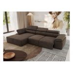 Narożnik z elektrycznym sterowaniem RILASSO L - strona lewa - brązowy, welwet