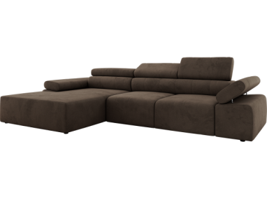 Narożnik z elektrycznym sterowaniem RILASSO L - strona lewa - brązowy, welwet