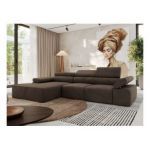 Narożnik z elektrycznym sterowaniem RILASSO L - strona lewa - brązowy, welwet