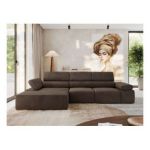 Narożnik z elektrycznym sterowaniem RILASSO L - strona lewa - brązowy, welwet