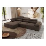 Narożnik z elektrycznym sterowaniem RILASSO L - strona lewa - brązowy, welwet