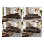 Narożnik z elektrycznym sterowaniem RILASSO L - strona lewa - brązowy, welwet