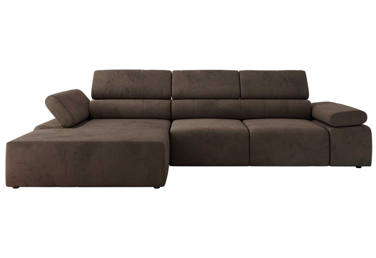 Narożnik z elektrycznym sterowaniem RILASSO L - strona lewa - brązowy, welwet