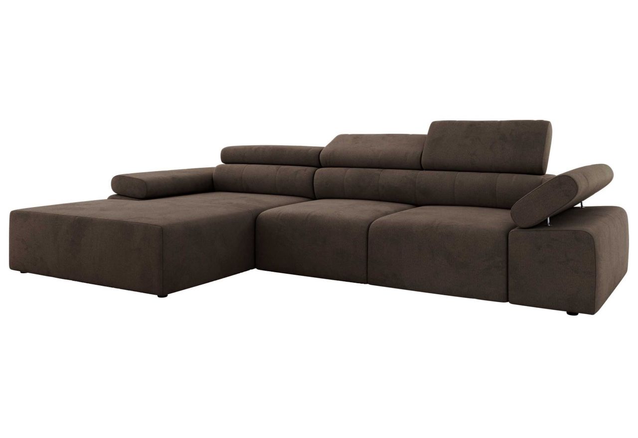 Narożnik z elektrycznym sterowaniem RILASSO L - strona lewa - brązowy, welwet