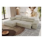 Narożnik z elektrycznym sterowaniem RILASSO L - strona lewa - beżowy, welwet