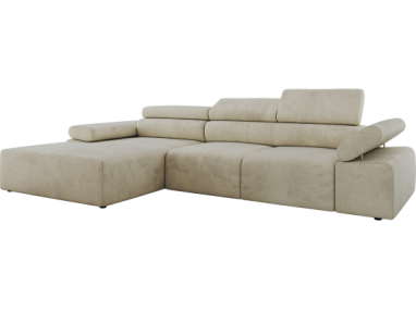 Narożnik z elektrycznym sterowaniem RILASSO L - strona lewa - beżowy, welwet