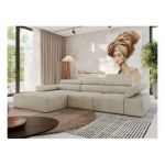 Narożnik z elektrycznym sterowaniem RILASSO L - strona lewa - beżowy, welwet