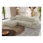 Narożnik z elektrycznym sterowaniem RILASSO L - strona lewa - beżowy, welwet