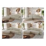 Narożnik z elektrycznym sterowaniem RILASSO L - strona lewa - beżowy, welwet