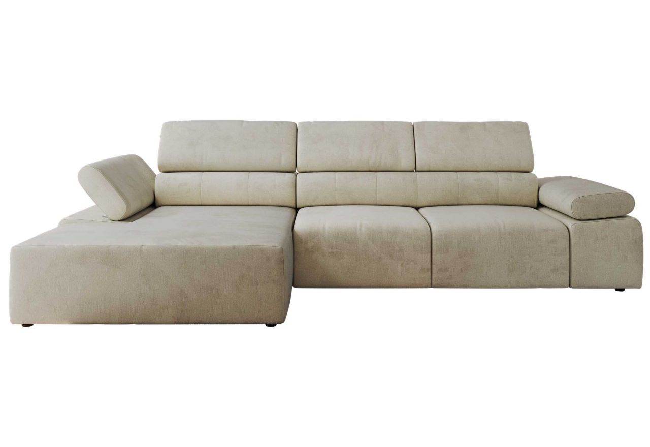 Narożnik z elektrycznym sterowaniem RILASSO L - strona lewa - beżowy, welwet