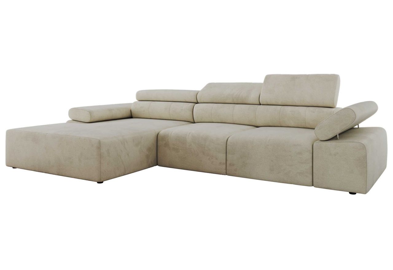 Narożnik z elektrycznym sterowaniem RILASSO L - strona lewa - beżowy, welwet