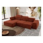 Narożnik z elektrycznym sterowaniem RILASSO L - strona lewa - pomarańczowy, plusz