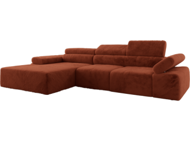 Narożnik z elektrycznym sterowaniem RILASSO L - strona lewa - pomarańczowy, plusz