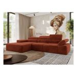 Narożnik z elektrycznym sterowaniem RILASSO L - strona lewa - pomarańczowy, plusz