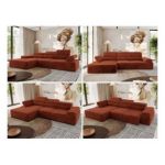 Narożnik z elektrycznym sterowaniem RILASSO L - strona lewa - pomarańczowy, plusz