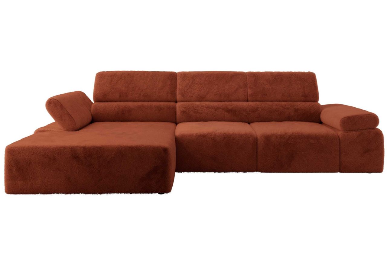 Narożnik z elektrycznym sterowaniem RILASSO L - strona lewa - pomarańczowy, plusz