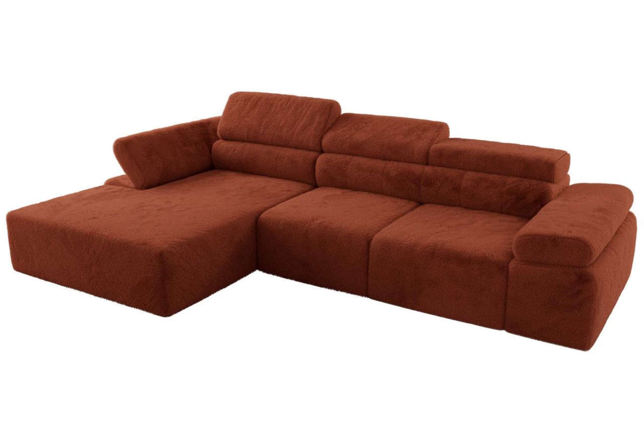 Narożnik z elektrycznym sterowaniem RILASSO L - strona lewa - pomarańczowy, plusz