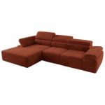 Narożnik z elektrycznym sterowaniem RILASSO L - strona lewa - pomarańczowy, plusz