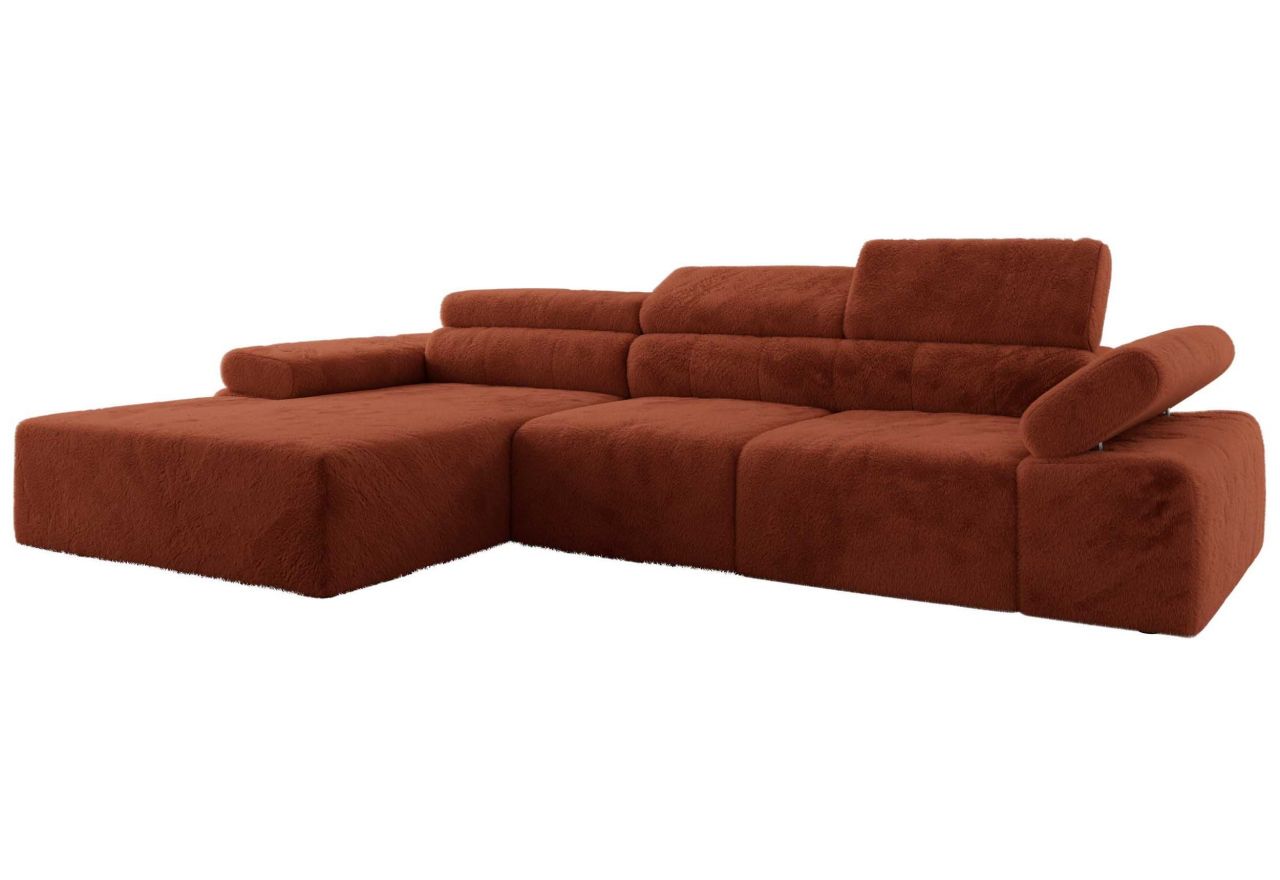 Narożnik z elektrycznym sterowaniem RILASSO L - strona lewa - pomarańczowy, plusz