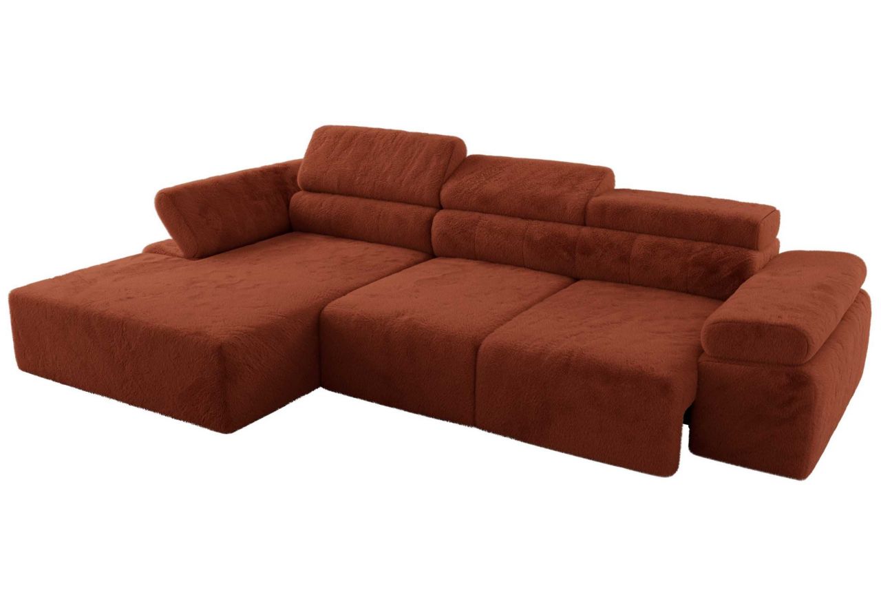 Narożnik z elektrycznym sterowaniem RILASSO L - strona lewa - pomarańczowy, plusz