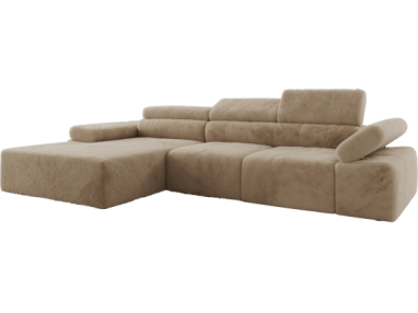 Narożnik z elektrycznym sterowaniem RILASSO L - strona lewa - beżowy, plusz