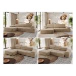 Narożnik z elektrycznym sterowaniem RILASSO L - strona lewa - beżowy, plusz