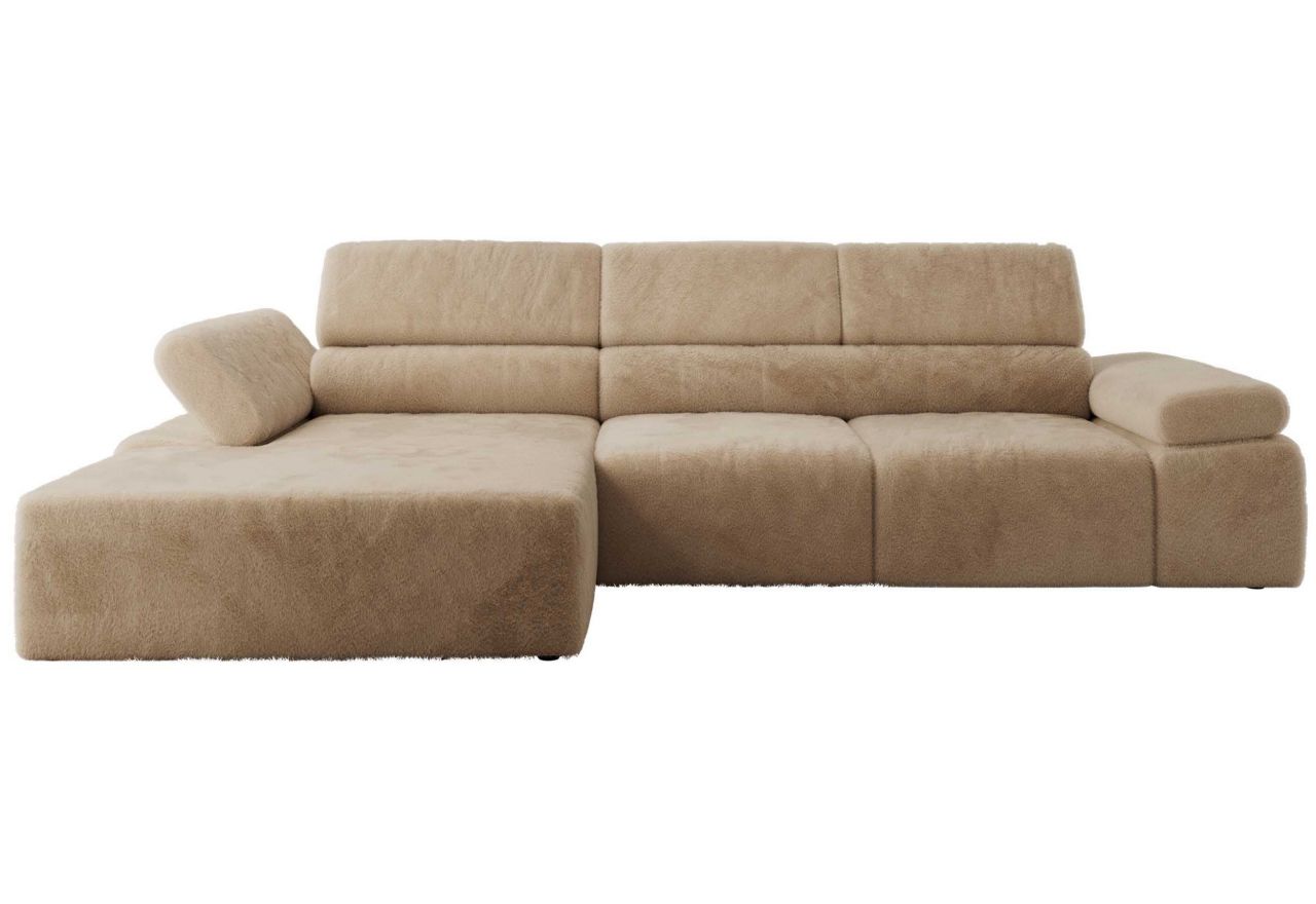 Narożnik z elektrycznym sterowaniem RILASSO L - strona lewa - beżowy, plusz