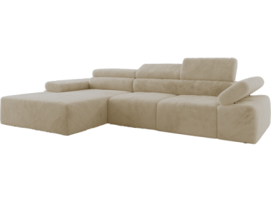 Narożnik z elektrycznym sterowaniem RILASSO L - strona lewa - kremowy, plusz