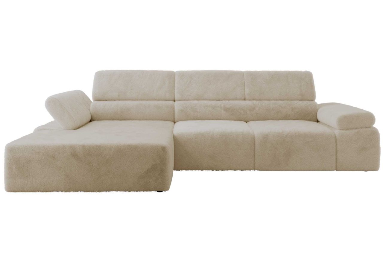 Narożnik z elektrycznym sterowaniem RILASSO L - strona lewa - kremowy, plusz