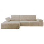 Narożnik z elektrycznym sterowaniem RILASSO L - strona lewa - kremowy, plusz