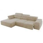 Narożnik z elektrycznym sterowaniem RILASSO L - strona lewa - kremowy, plusz