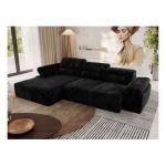 Narożnik z elektrycznym sterowaniem RILASSO L - strona lewa - czarny, plusz