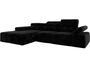 Narożnik z elektrycznym sterowaniem RILASSO L - strona lewa - czarny, plusz