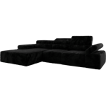 Narożnik z elektrycznym sterowaniem RILASSO L - strona lewa - czarny, plusz