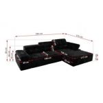 Narożnik z elektrycznym sterowaniem RILASSO L - strona lewa - czarny, plusz