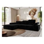 Narożnik z elektrycznym sterowaniem RILASSO L - strona lewa - czarny, plusz