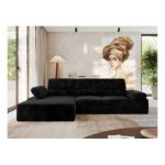 Narożnik z elektrycznym sterowaniem RILASSO L - strona lewa - czarny, plusz