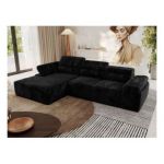 Narożnik z elektrycznym sterowaniem RILASSO L - strona lewa - czarny, plusz