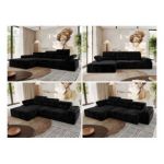 Narożnik z elektrycznym sterowaniem RILASSO L - strona lewa - czarny, plusz