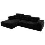 Narożnik z elektrycznym sterowaniem RILASSO L - strona lewa - czarny, plusz